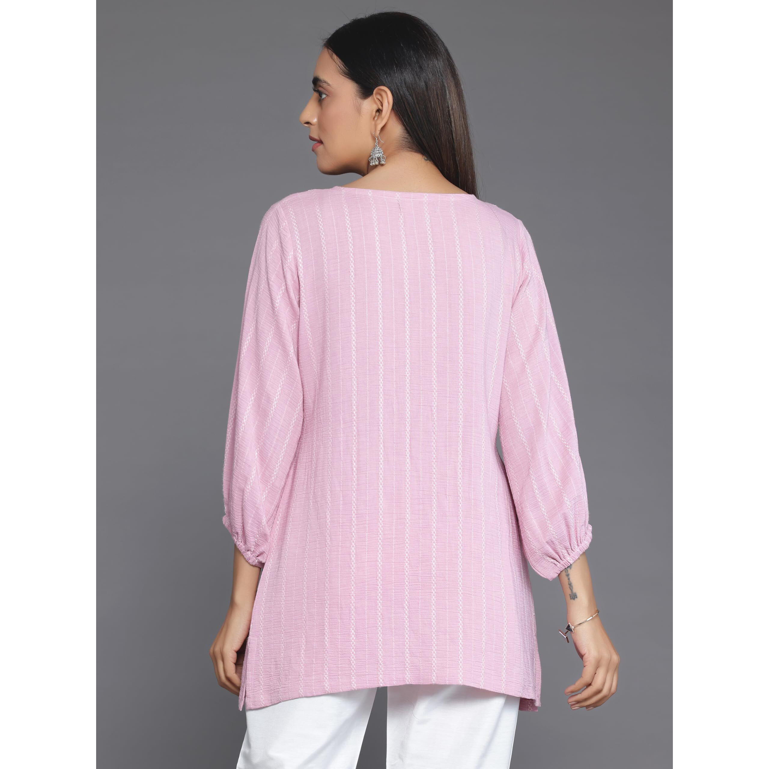 Libas Women's Cotton Blend Regular Kurti (26901_Pink