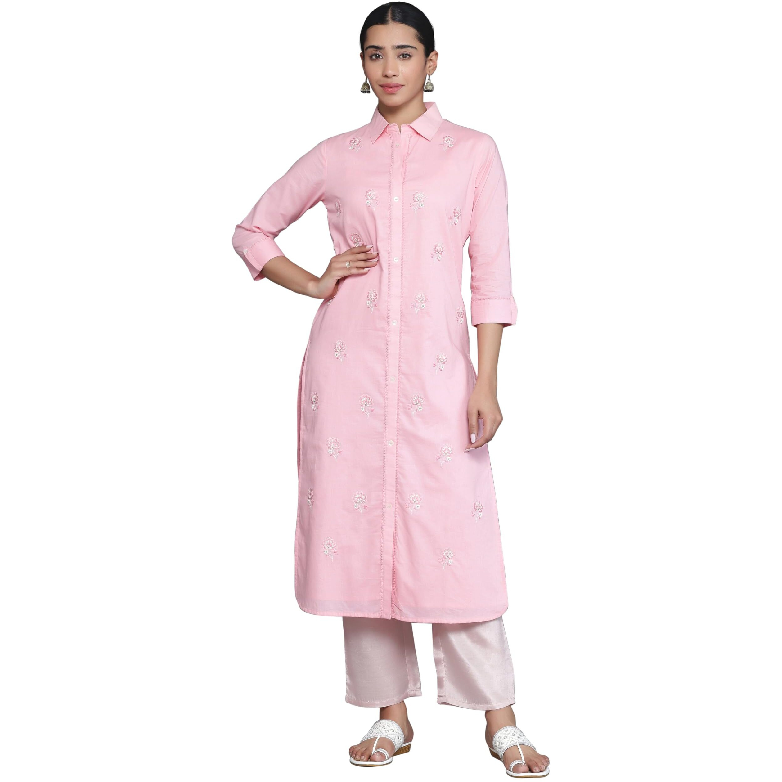 Libas Women's Cotton Regular Kurta (37131_Pink