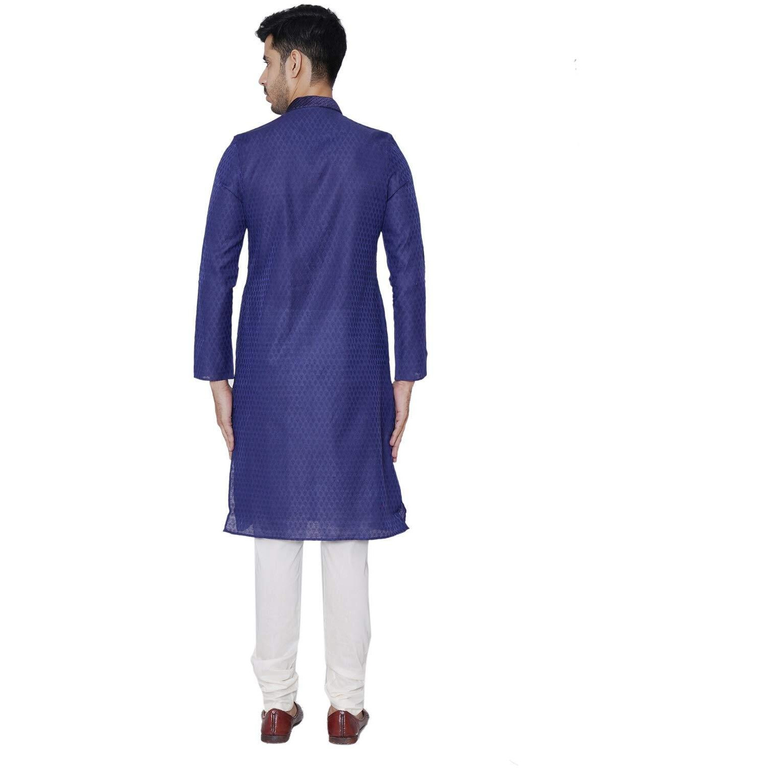 Manyavar Elegant Selfdesign Kurta And Churidar Set For Men - (Blue, Xx-Large)