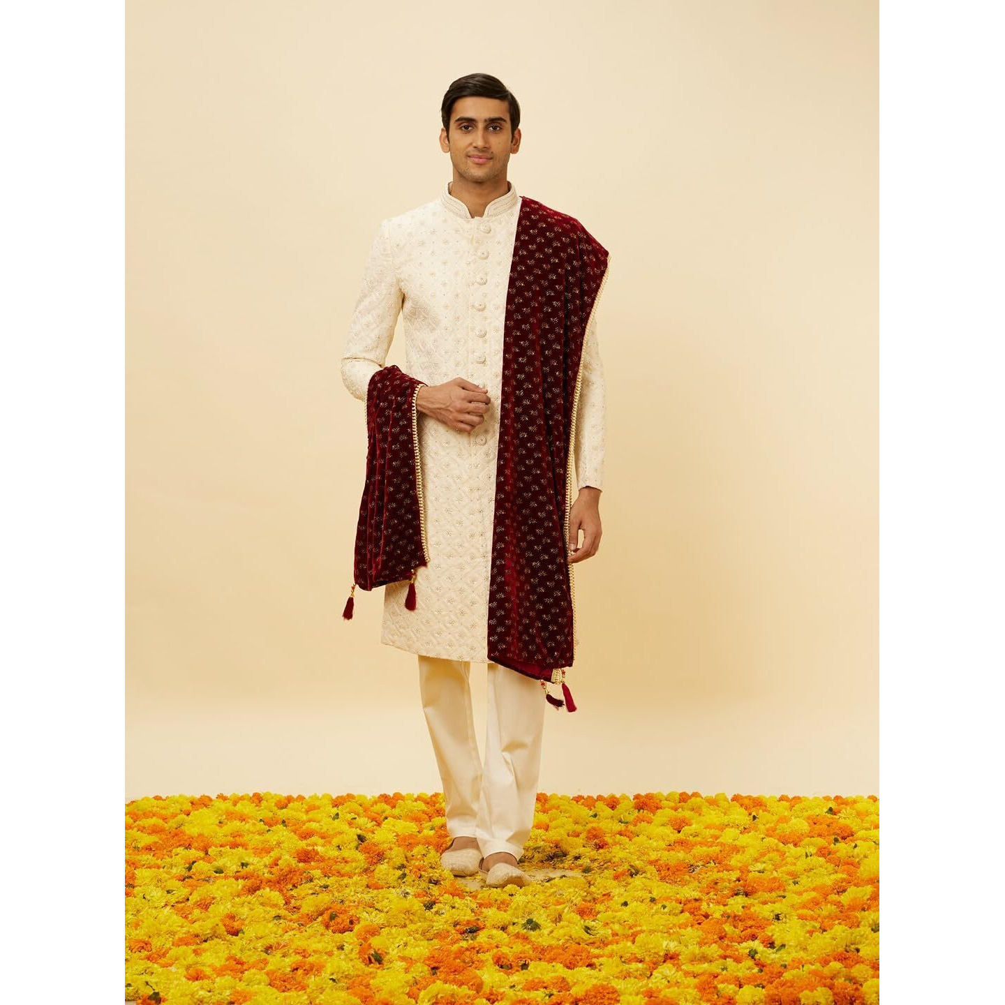 Manyavar Smart Maroon Dupatta