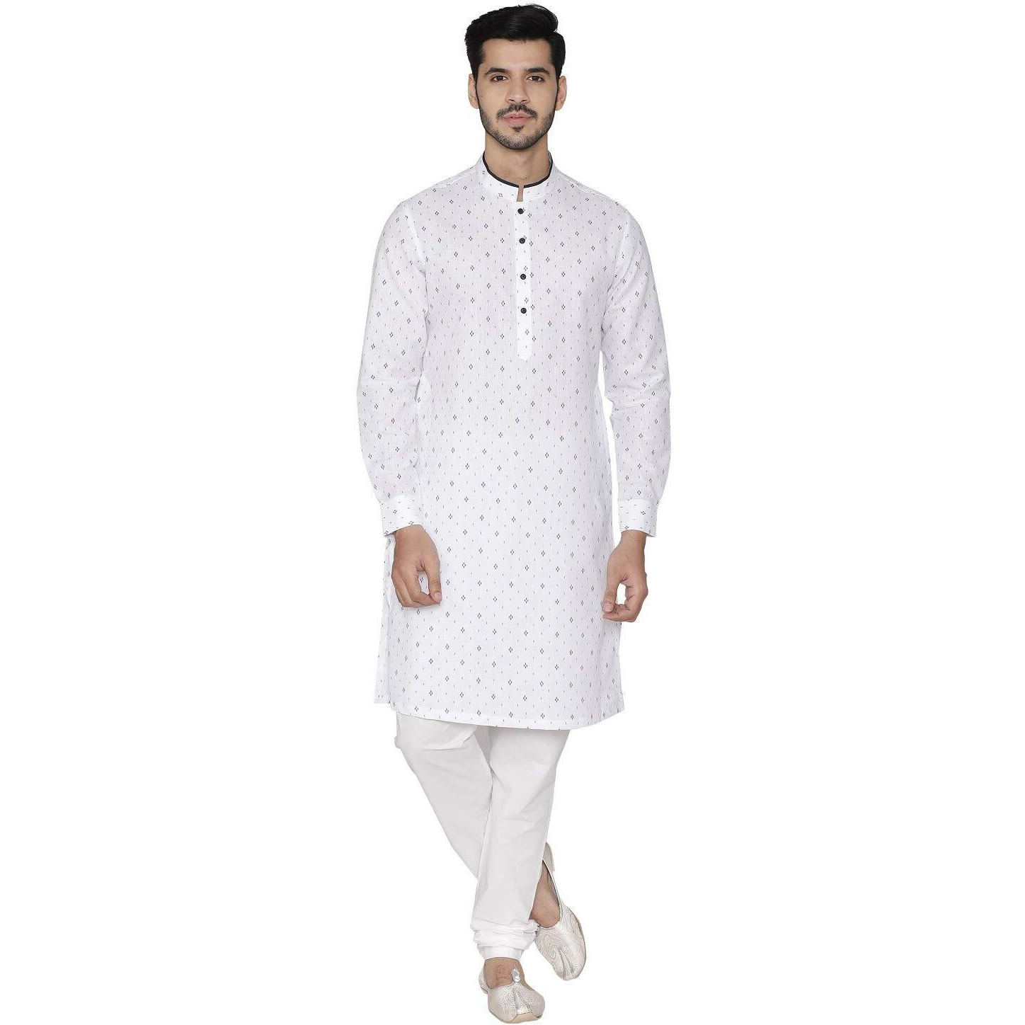 Manyavar Men's Cotton Regular Kurta (Ml11960-301-M_White_Medium)