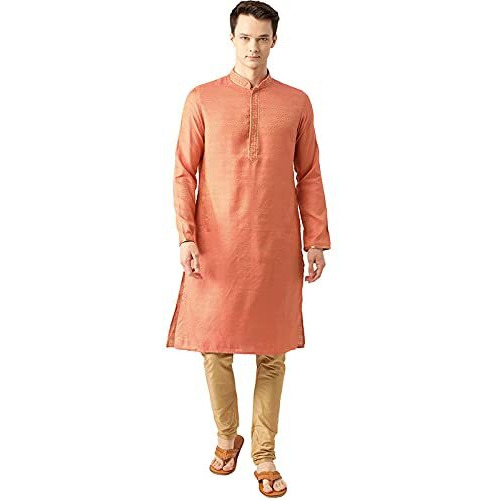 Manyavar Selfdesign Printed Sytlish Kurta And Churidar Set For Men - (Gajari, X-Large)