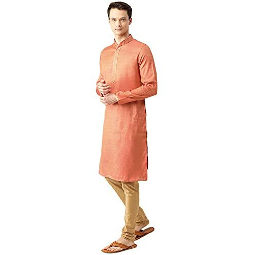 Manyavar Selfdesign Printed Sytlish Kurta And Churidar Set For Men - (Gajari, X-Large)