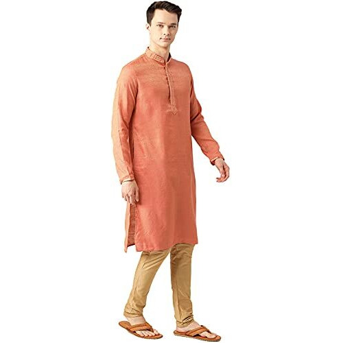 Manyavar Selfdesign Printed Sytlish Kurta And Churidar Set For Men - (Gajari, X-Large)
