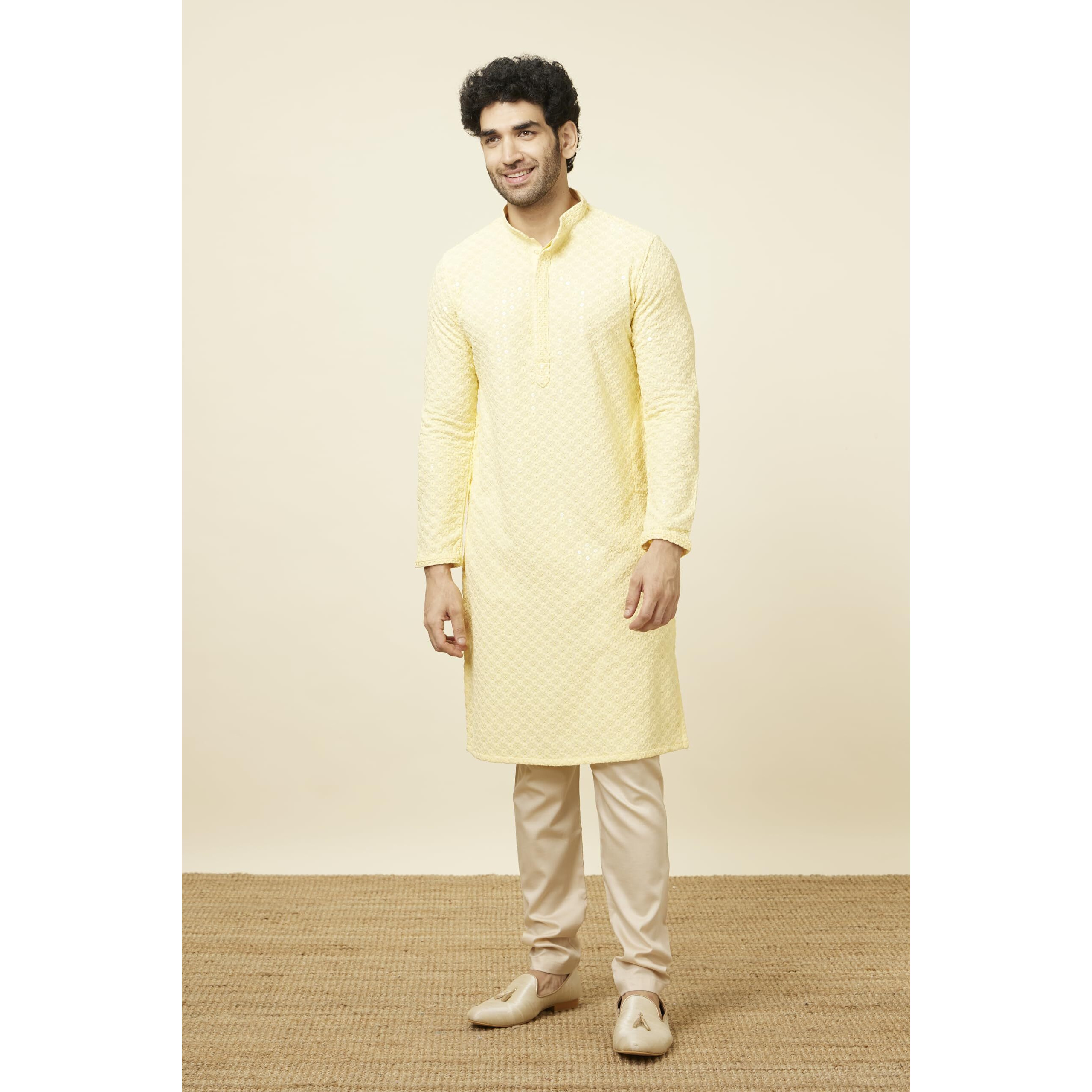 Manyavar Traditional Cotton Readymade Stiched Pyjama For Men - (Pista, Large)
