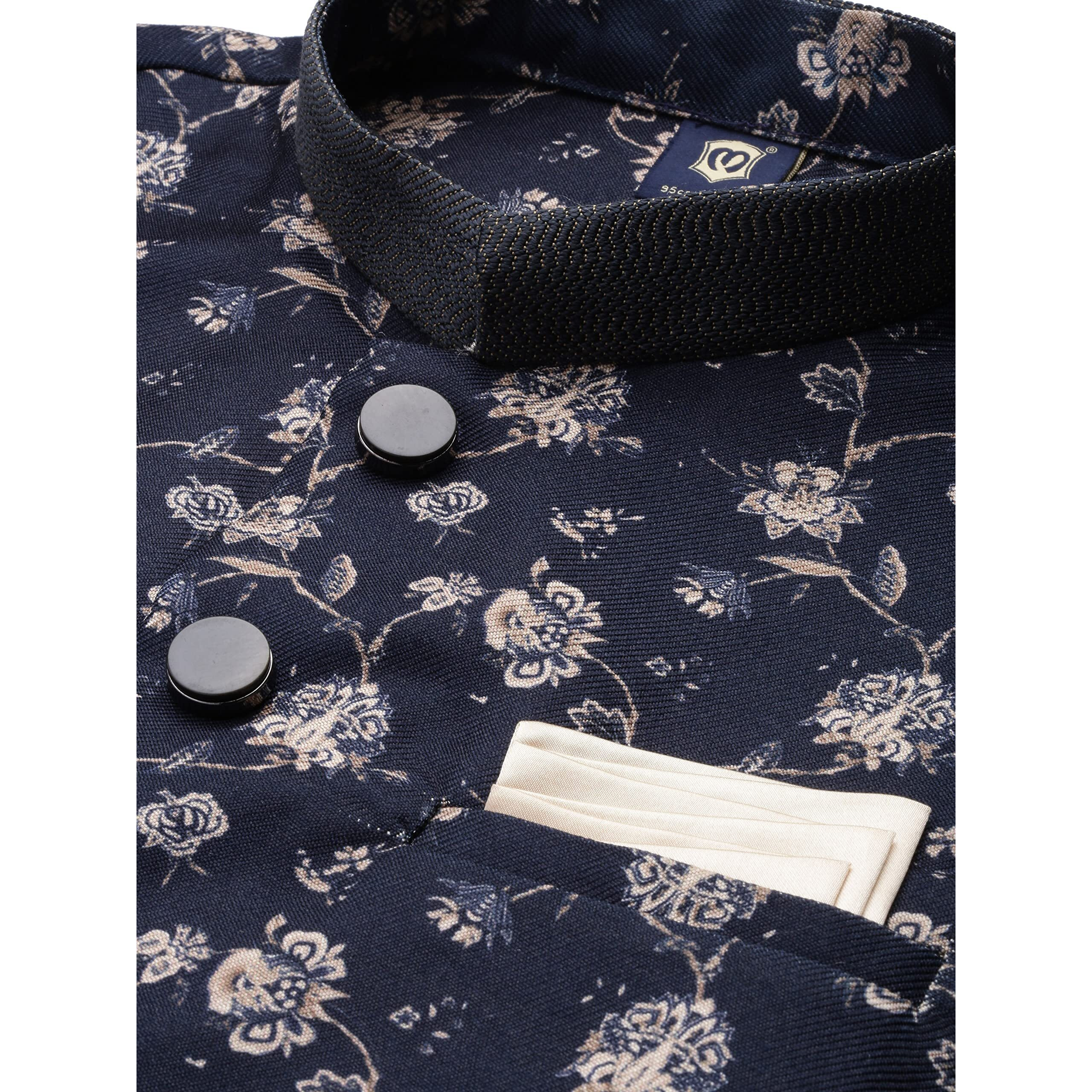 Manyavar Kurta Jacket Set For Men, Full Sleeves Mandarin Collar Ethnic Kurta Jacket Set Viscose Blend (Black, S)