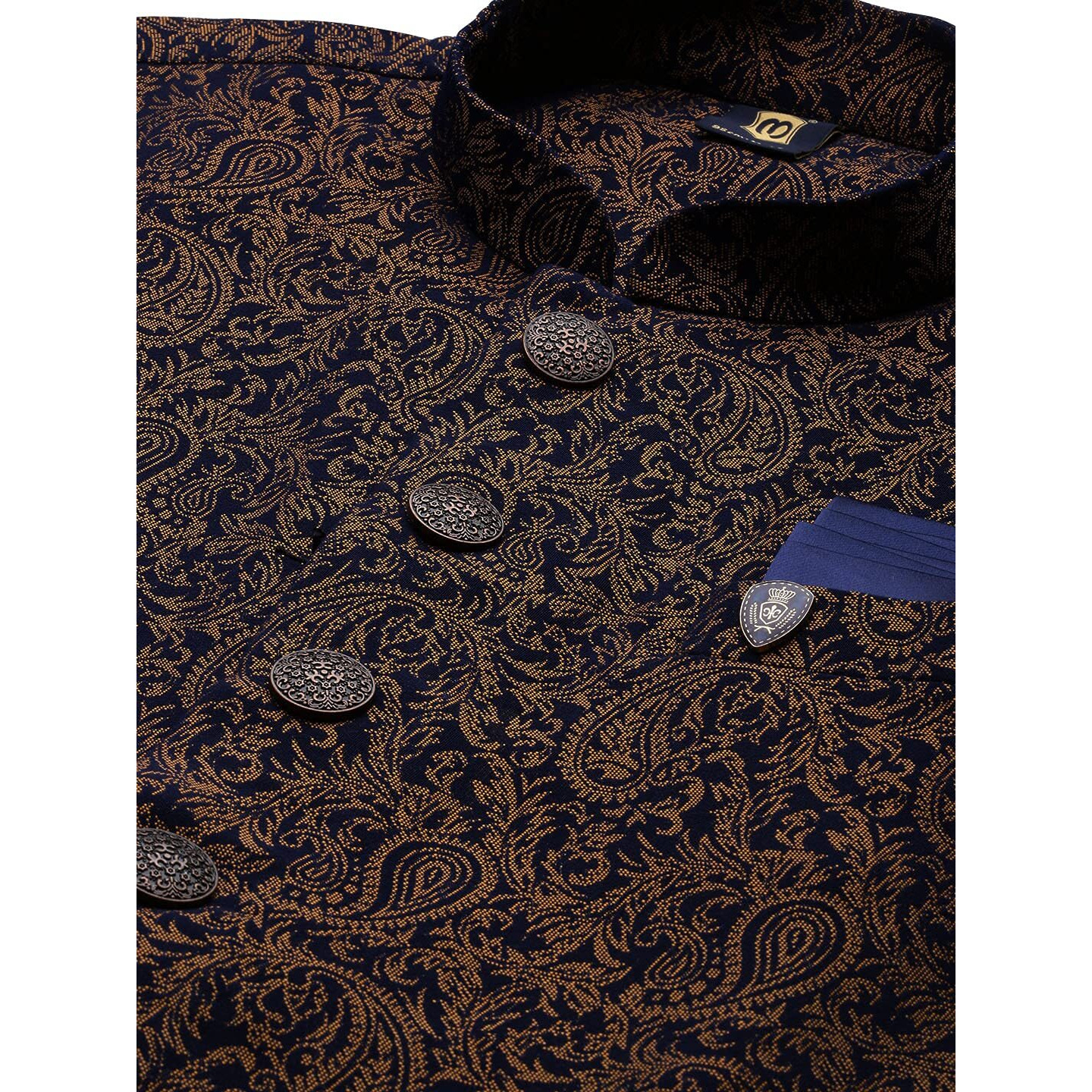 Manyavar Men's Nehru Jacket Blue_M