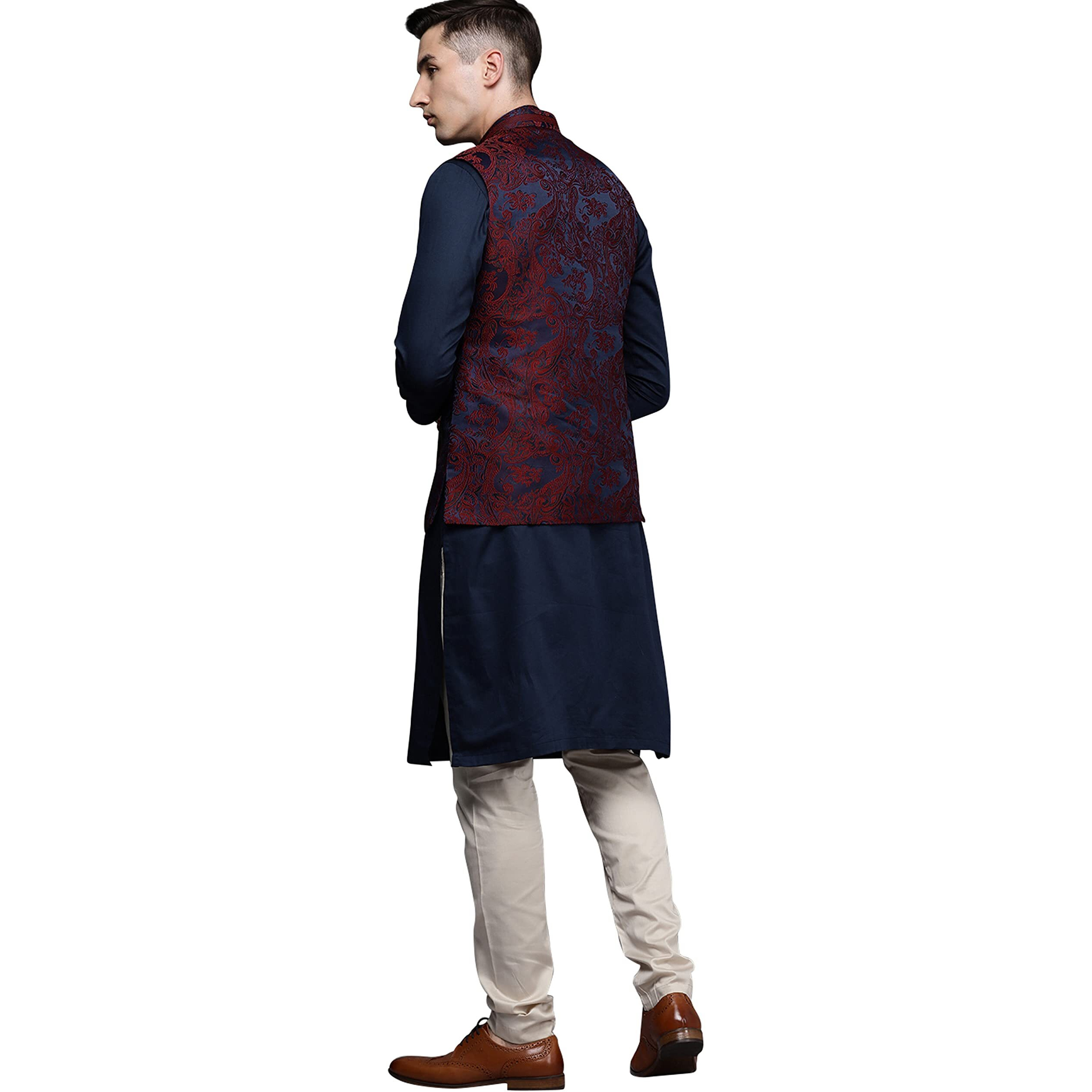 Diwas By Manyavar Men's Brocade Embroidered Jacket Set (3Pcs)