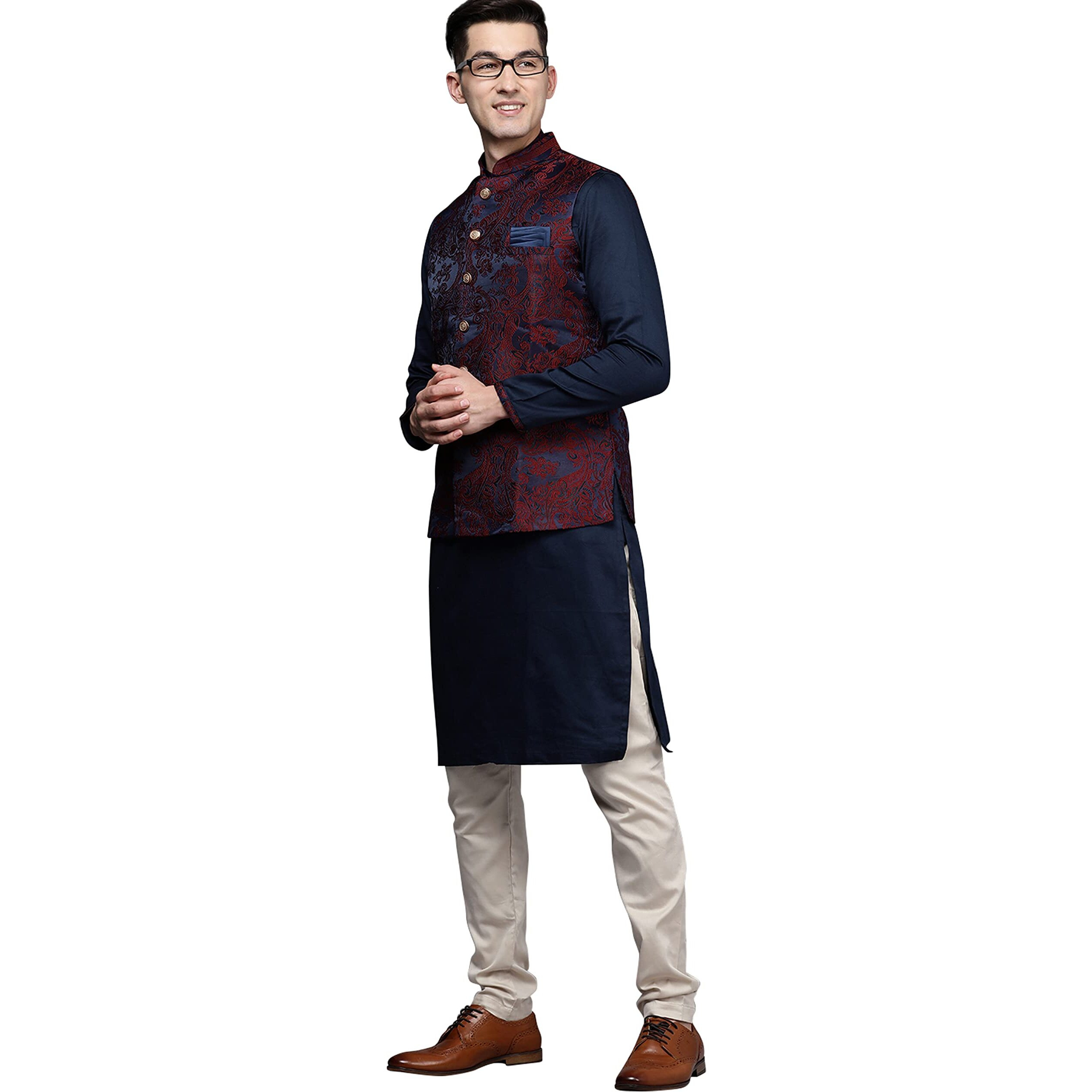 Diwas By Manyavar Men's Brocade Embroidered Jacket Set (3Pcs)