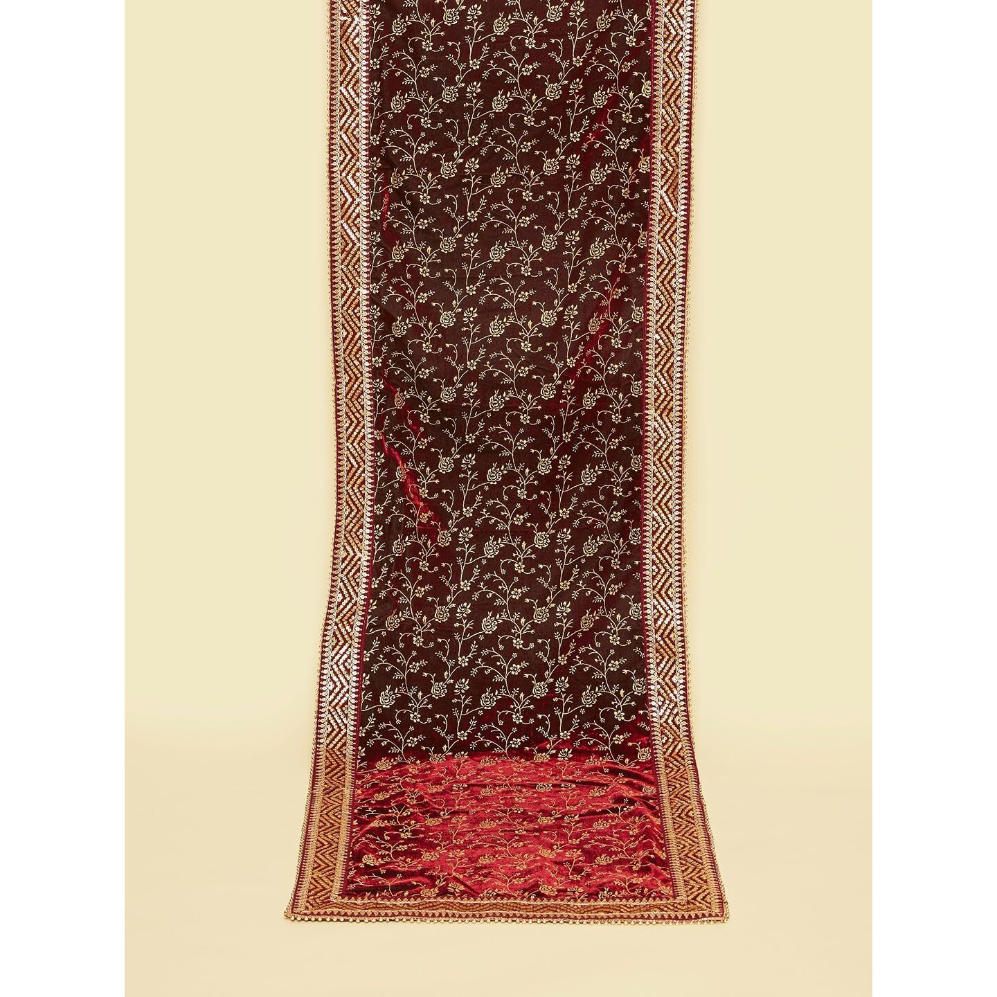 Manyavar Classic Maroon Bel Buti Patterned Dupatta