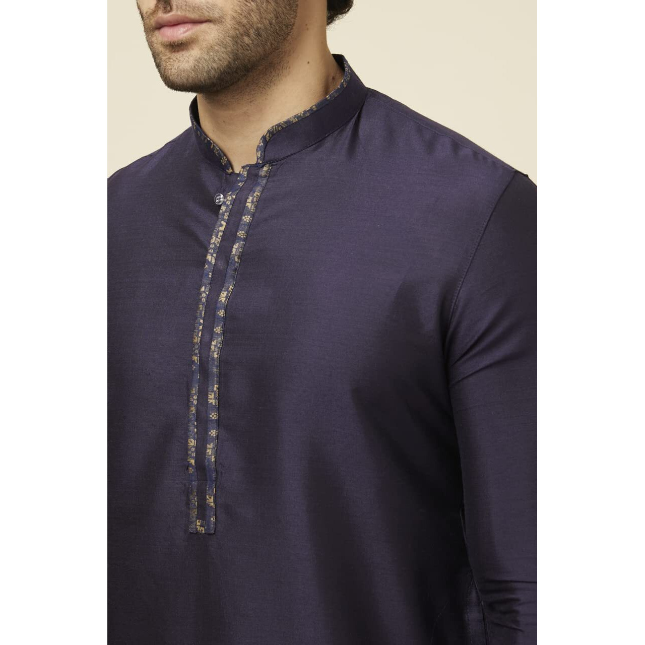 Diwas By Manyavar Men's Blended Viscose Diamond Print Self Design Jacket Set (3Pcs)