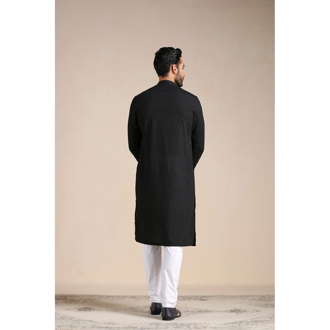 Manyavar Kurta Set For Men, Full Sleeves Mandarin Collar Ethnic Kurta Set For Engagement, Wedding, Party All Over Self Design