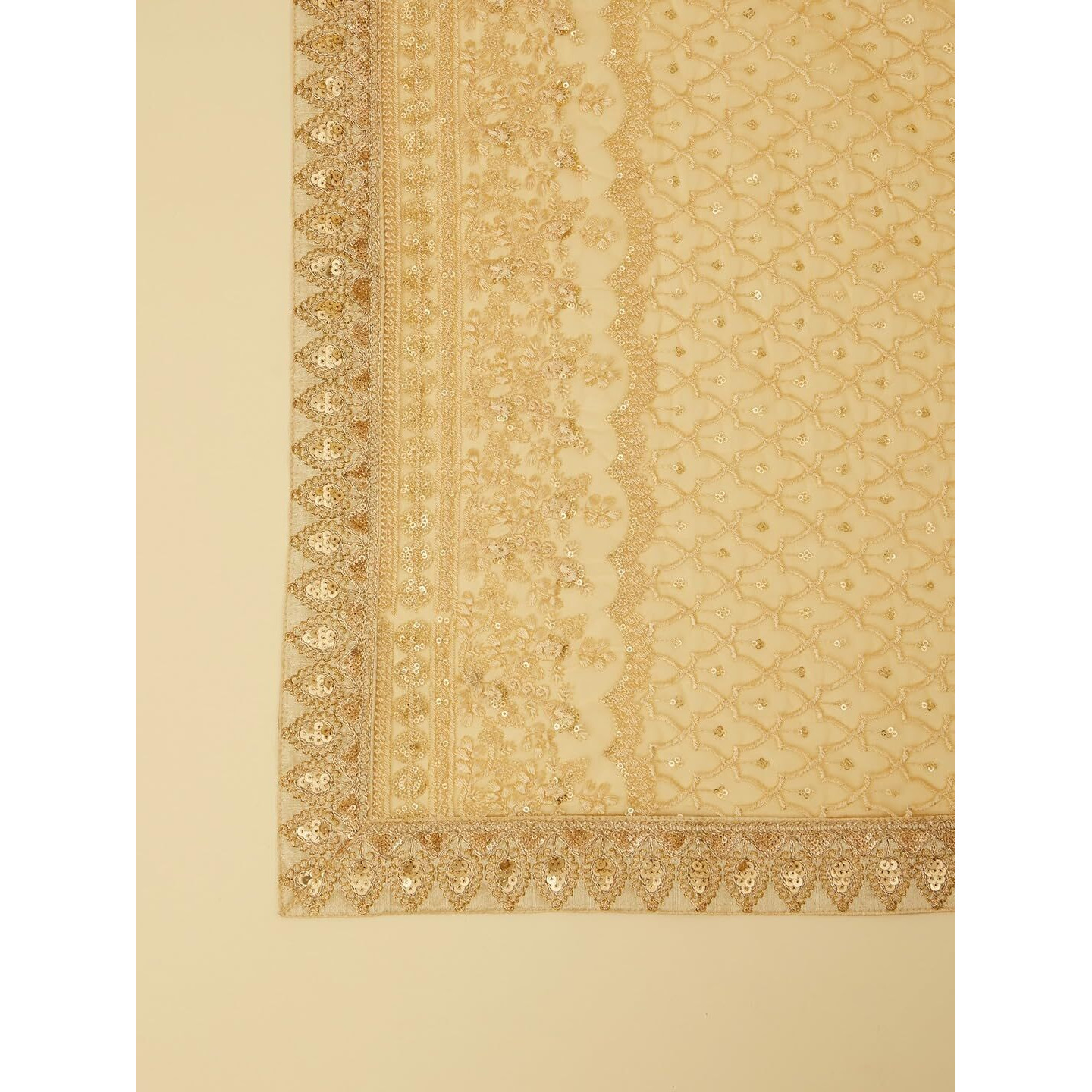 Manyavar Soft Beige Jaal Patterned Dupatta