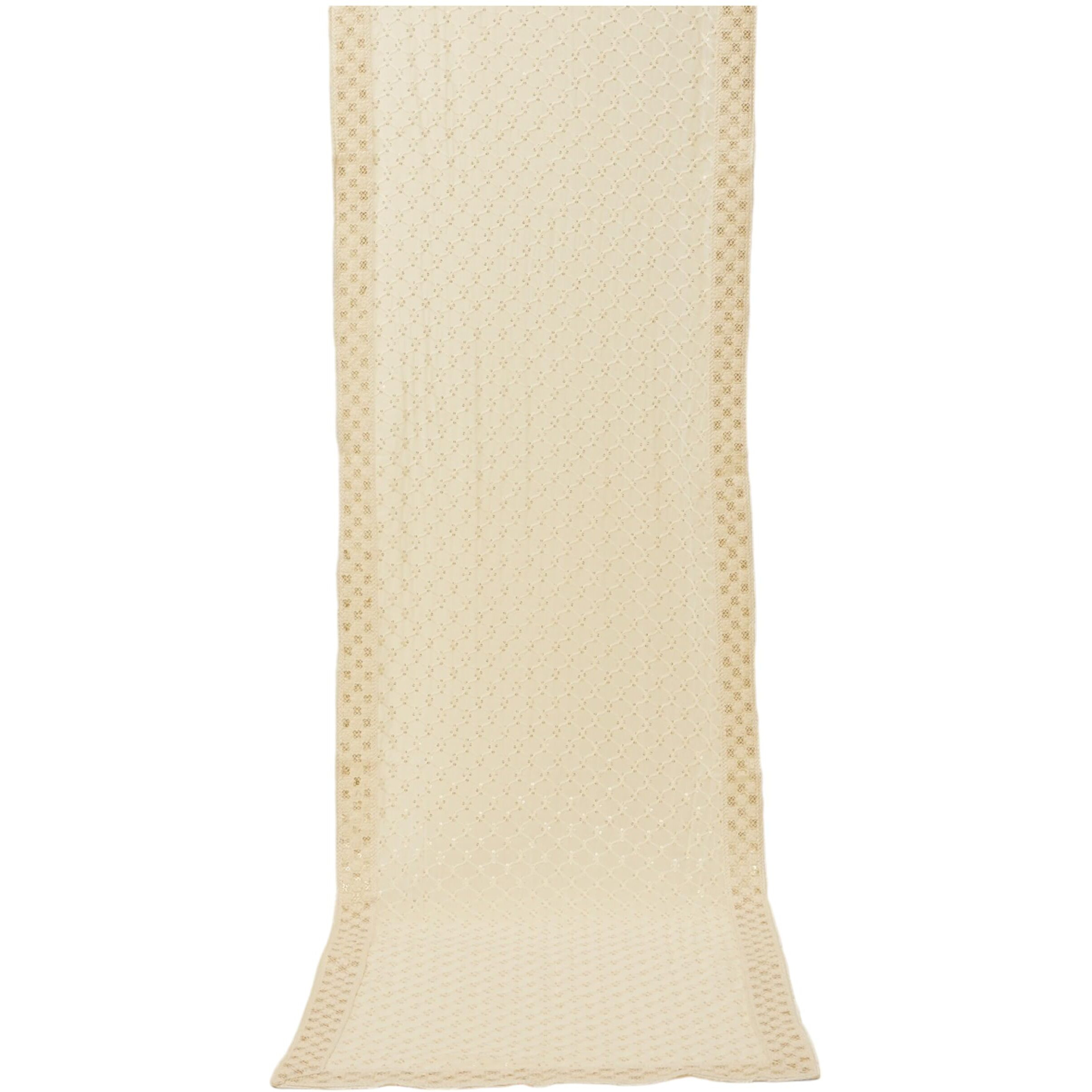 Manyavar Ivory White Floral Patterned Sequined Dupatta