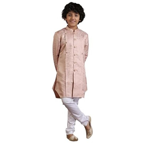 Manyavar Brocade Jacquard Kurta Trouser Set For Child(4-5 Years)