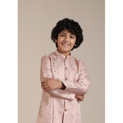 Manyavar Brocade Jacquard Kurta Trouser Set For Child(4-5 Years)