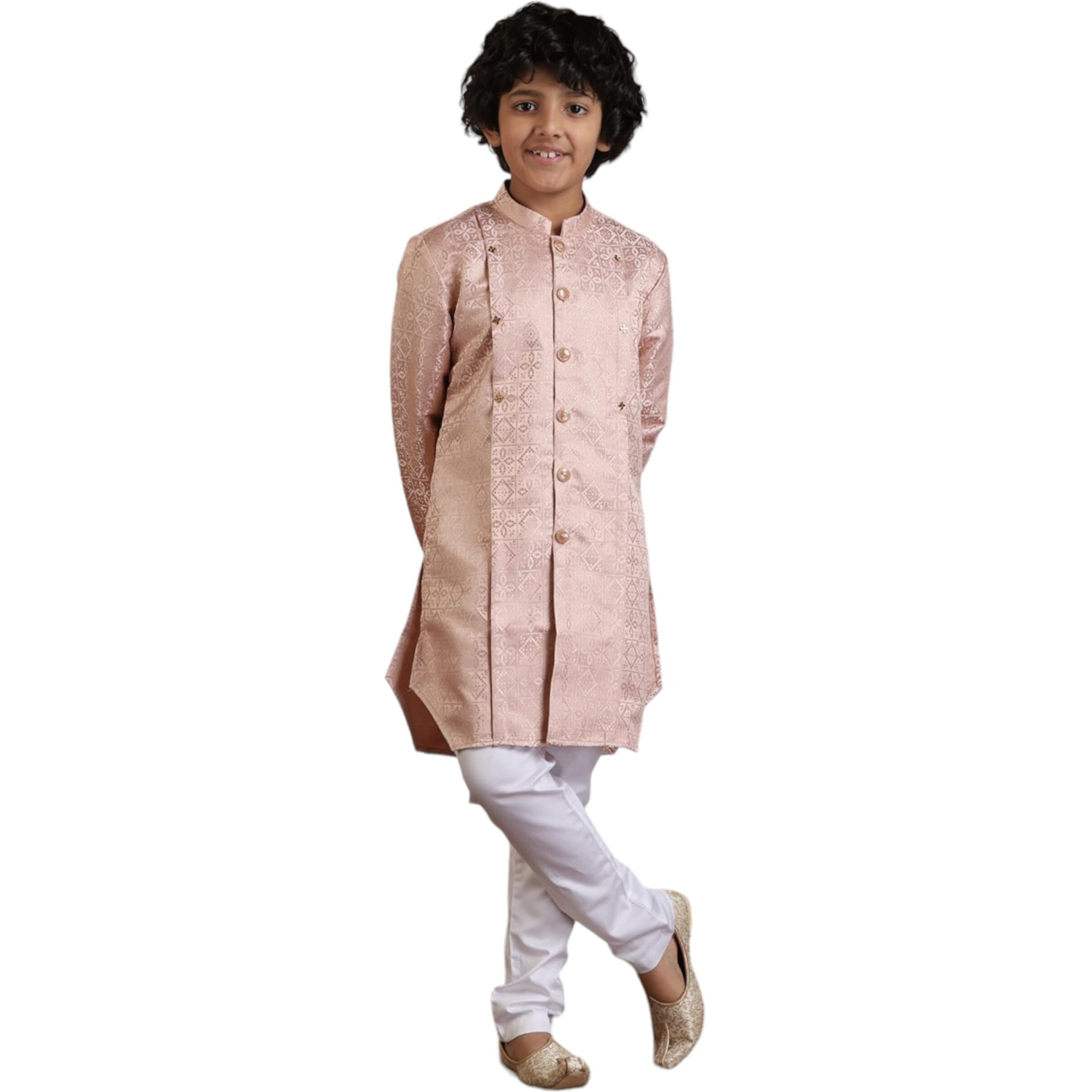 Manyavar Brocade Jacquard Kurta Trouser Set For Child(10-12 Years)