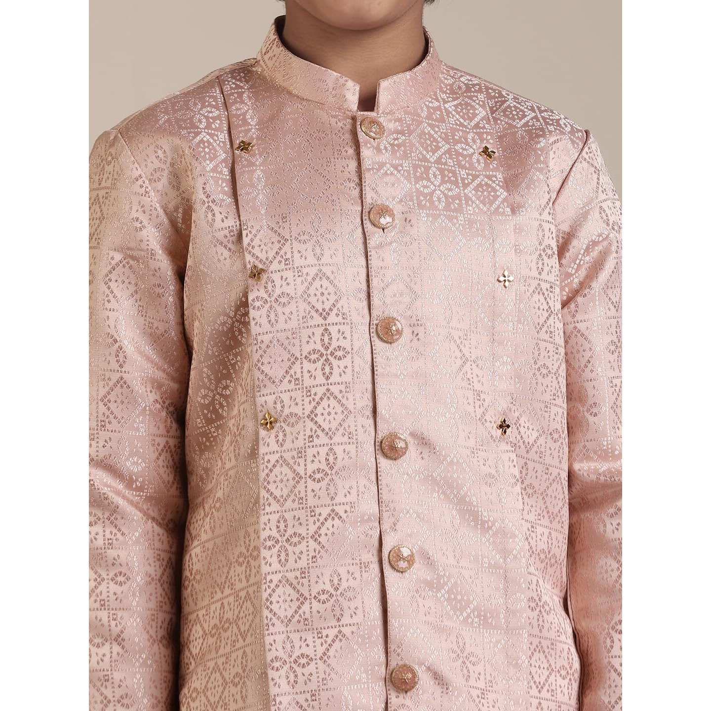 Manyavar Brocade Jacquard Kurta Trouser Set For Child(10-12 Years)