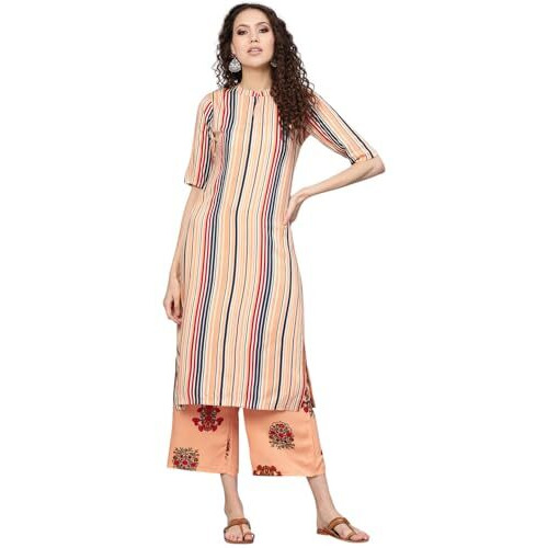 Libas Women's Viscose Rayon Striped Kurta Set (Gs374