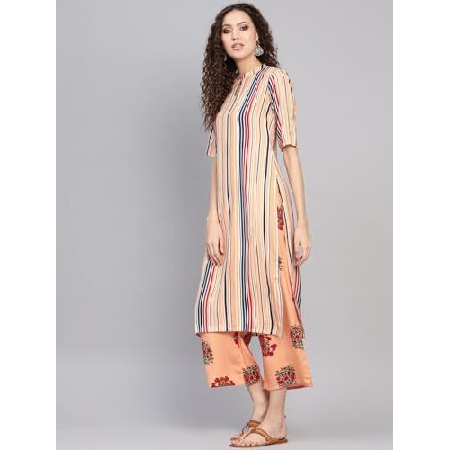 Libas Women's Viscose Rayon Striped Kurta Set (Gs374
