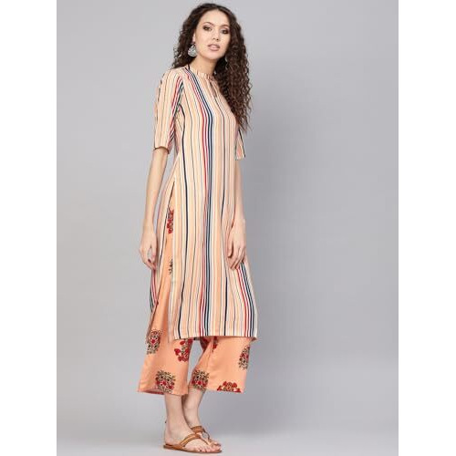 Libas Women's Viscose Rayon Striped Kurta Set (Gs374