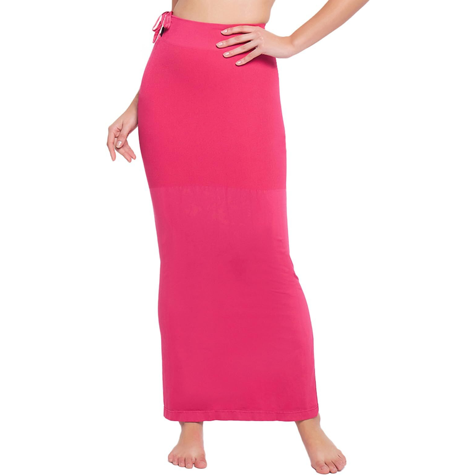 Clovia Women's Petticoat Style Saree Shapewear With Drawstring/Naada (Sw0048P14_Dark Pink_L)