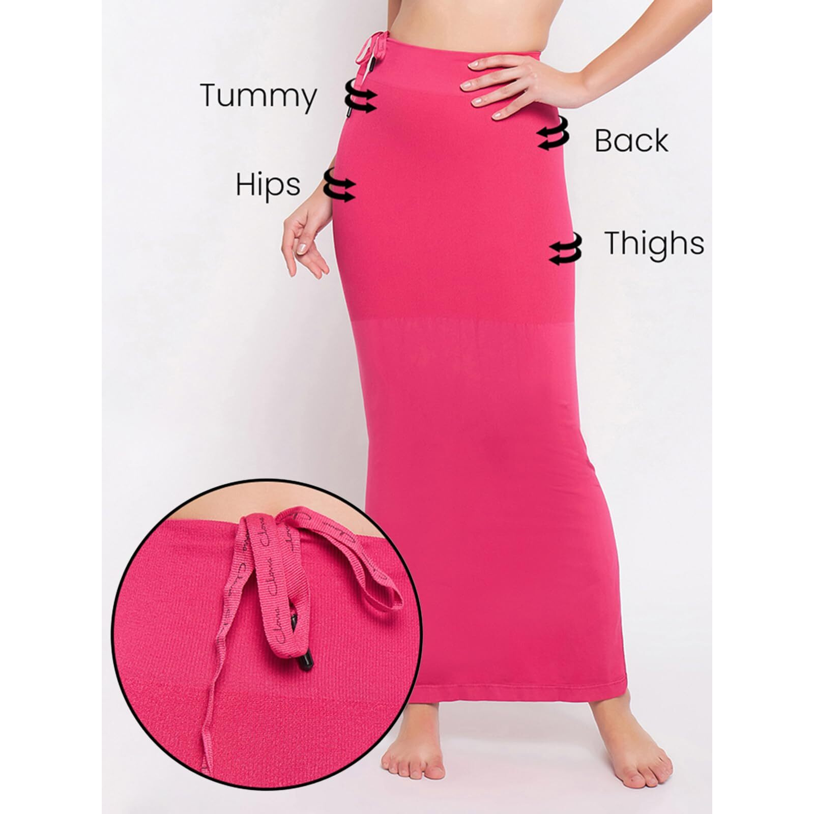 Clovia Women's Petticoat Style Saree Shapewear With Drawstring/Naada (Sw0048P14_Dark Pink_L)