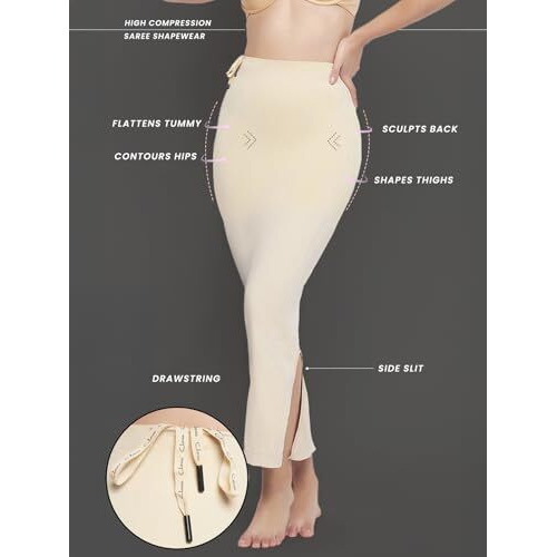 Clovia Women's Saree Shapewear With Drawstring (Sw0048P24_Beige_L)