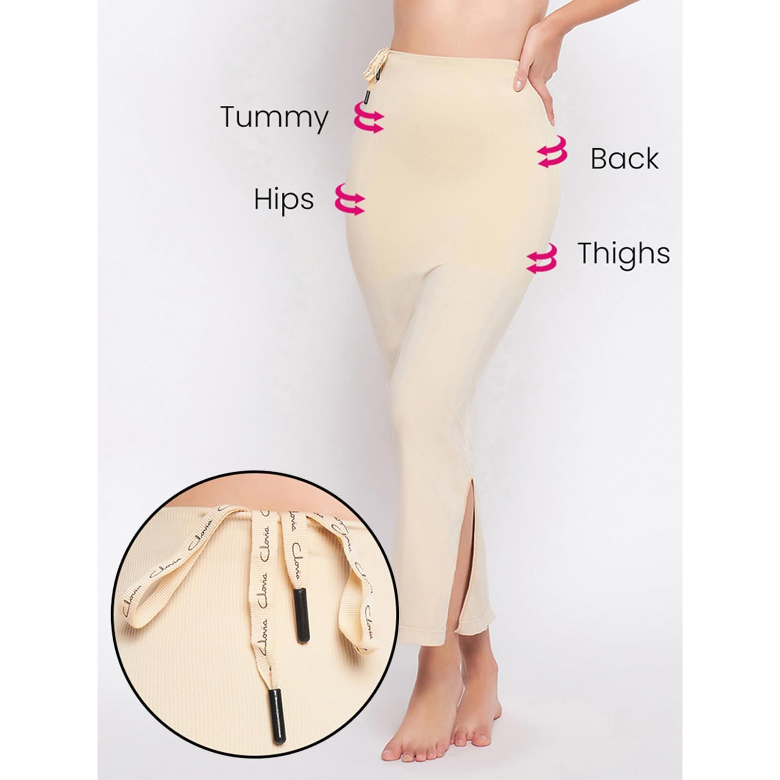 Clovia Women's Saree Shapewear With Drawstring (Sw0048P24_Beige_L)