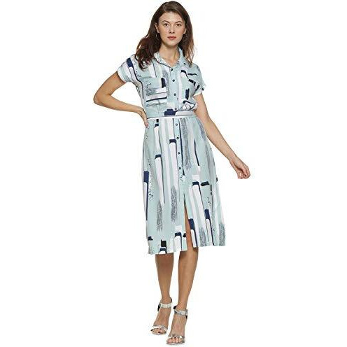Campus Sutra Women Casual Stylish Front Button Dress's(Ss20_Dresabs01_W_Pln_Gre_L) Green