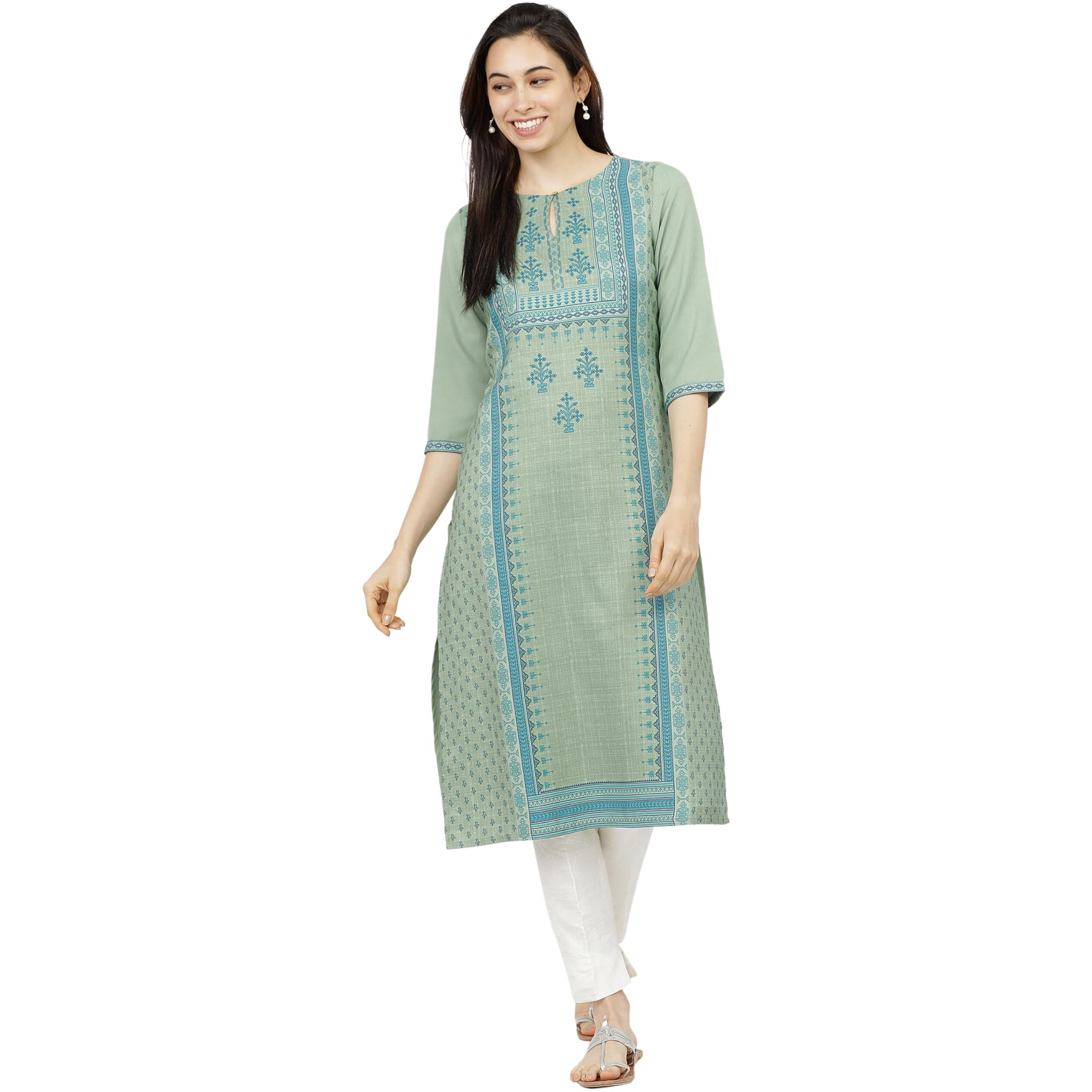 Ketch Women's Polyester Straight Dress Shirt (Khku000058_Green_S)