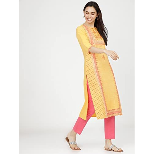 Ketch Women's Polyester Regular Fit Kurta Fashion Vest (Khku000059_Yellow, Small