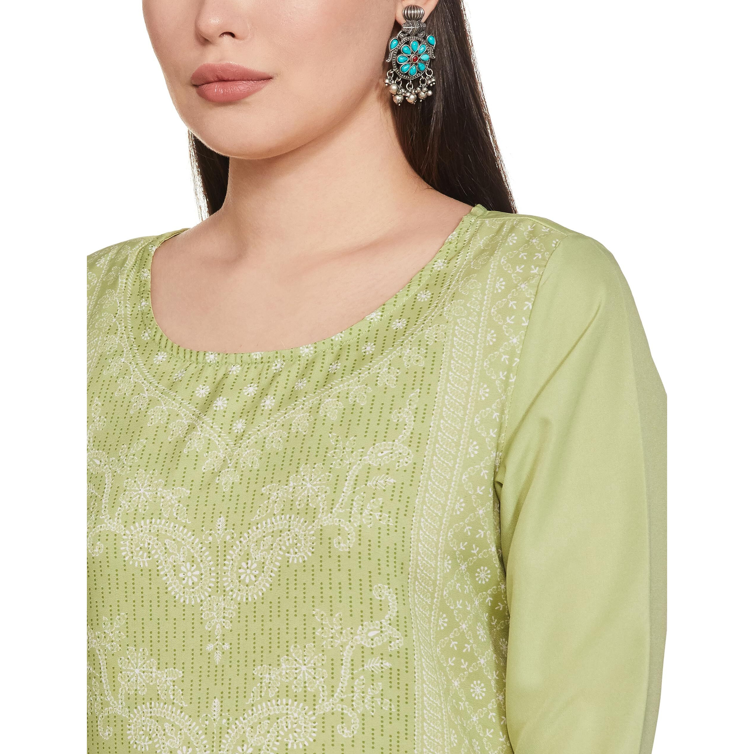 Ketch Women's Polyester Straight Dress Shirt (Khku000085_Green_L)