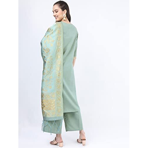 Ketch Women's Polyester Printed Regular Dress Shirt (Khk3000070_Green_Xl)