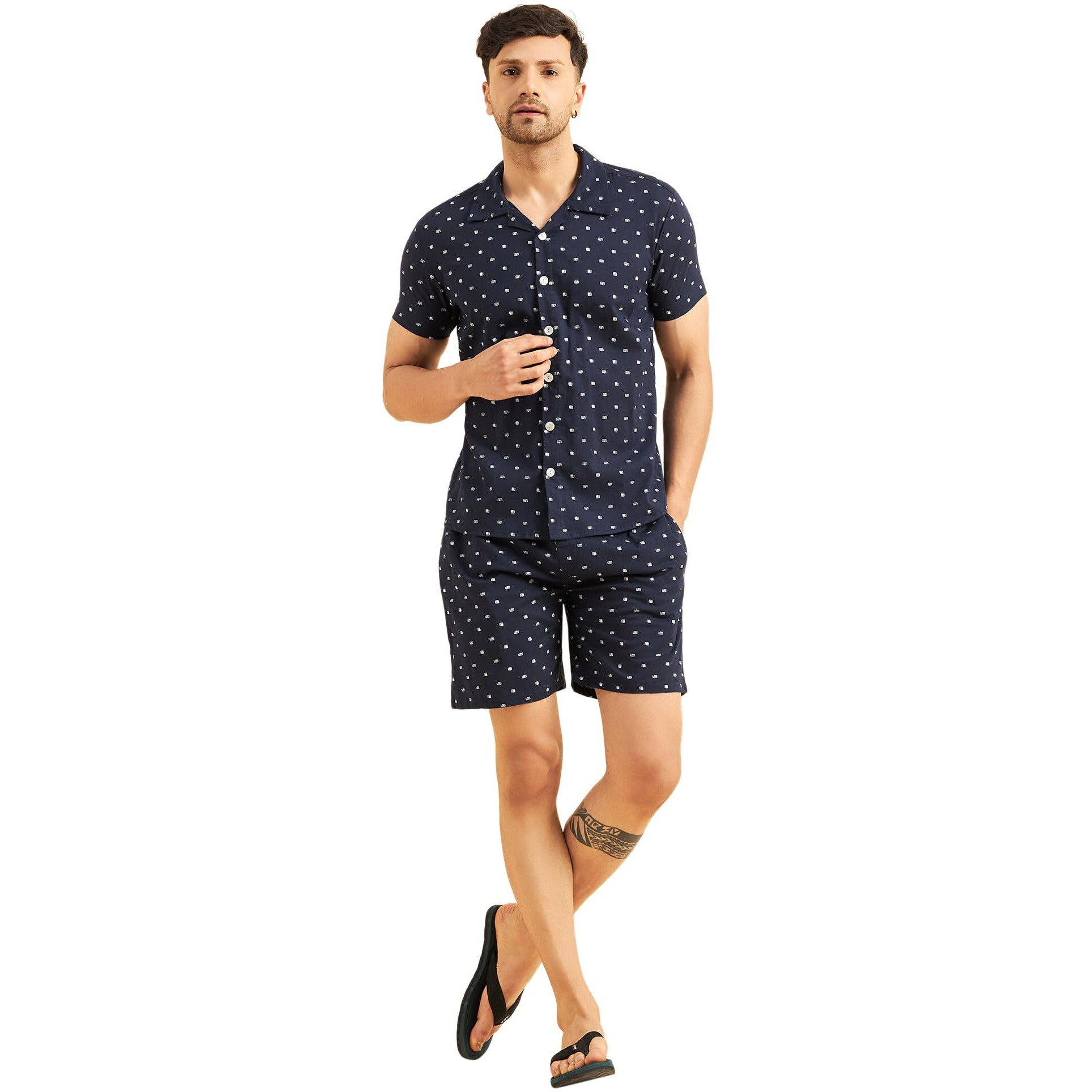 Sweet Dreams Men Prined Front Open Cords Set