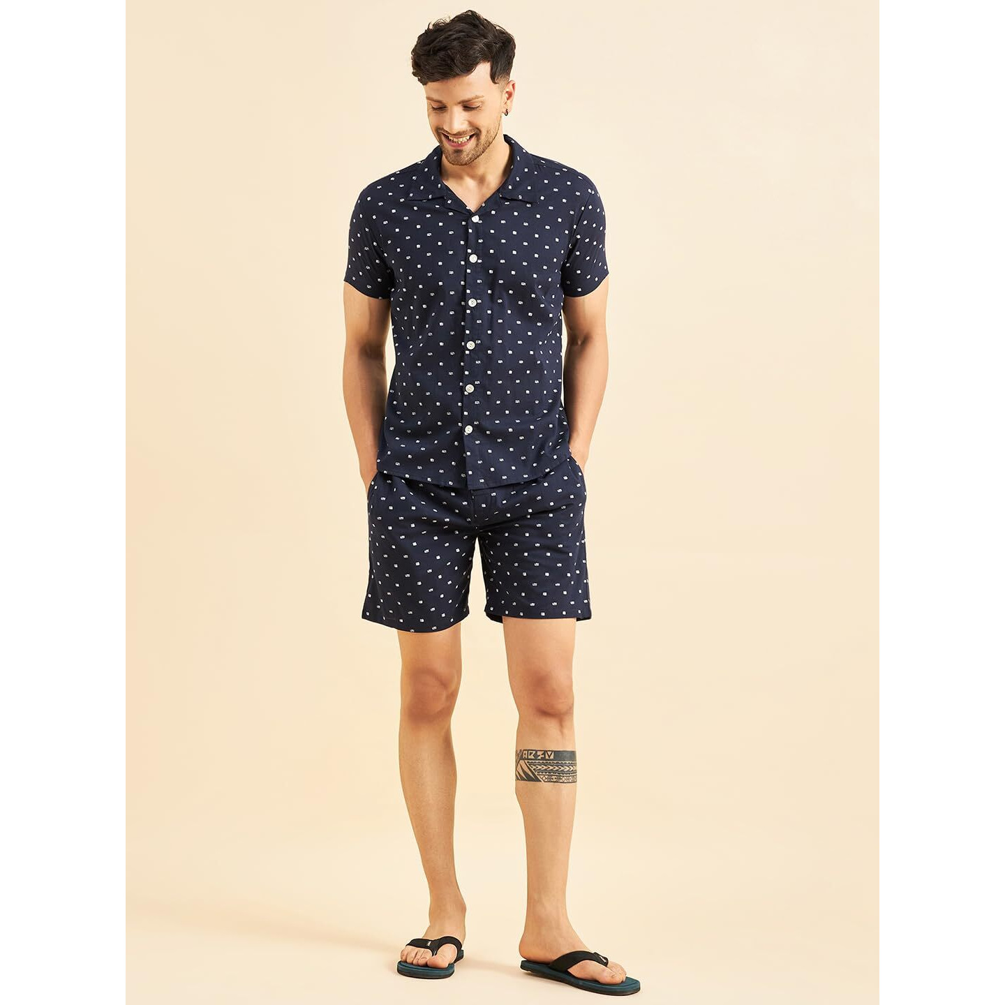 Sweet Dreams Men Prined Front Open Cords Set