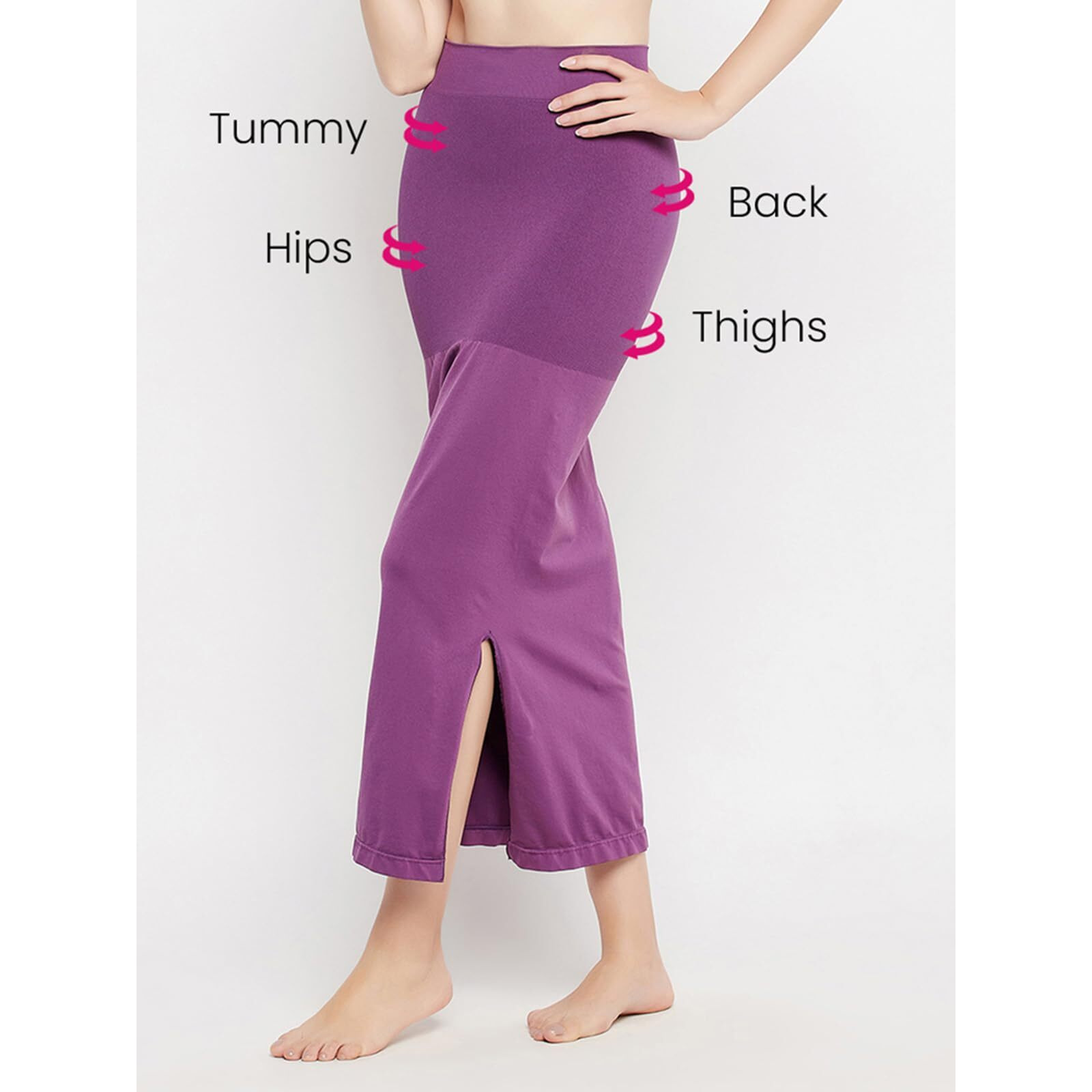 Clovia Women's Petticoat Style Saree Shapewear With Side Slit (Sw0023A15_Violet_Xl)