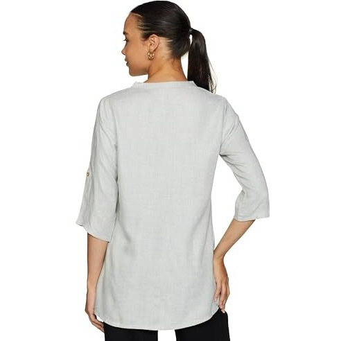 Grey Yarn Dyed Solid Short Kurti