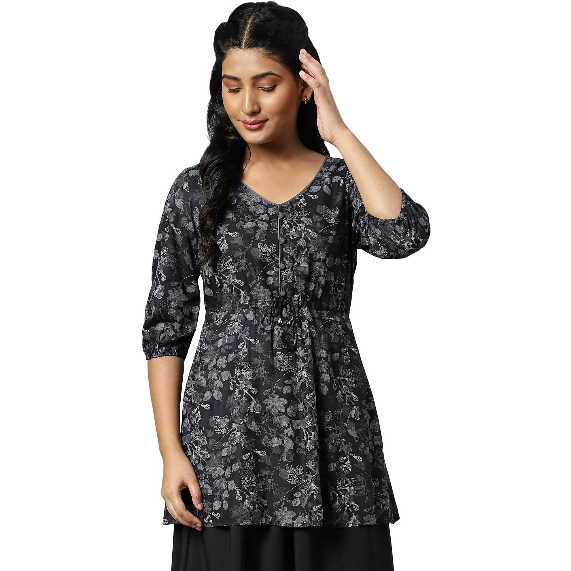 Aurelia Women's Regular Kurti (22Fea30301-504549_Grey