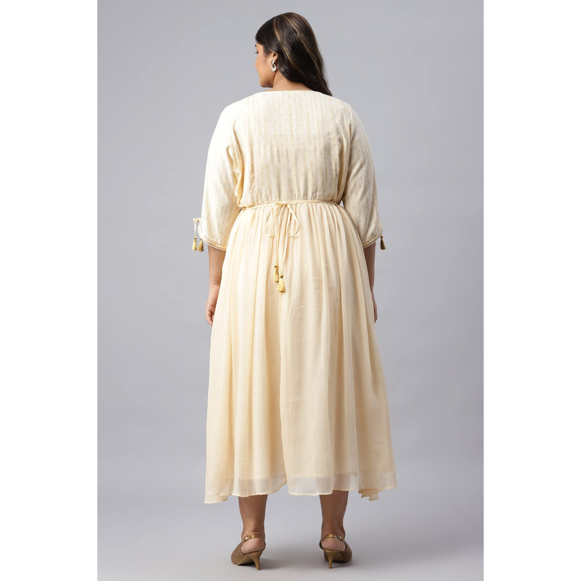 Natural Chiffon Embellished Dress