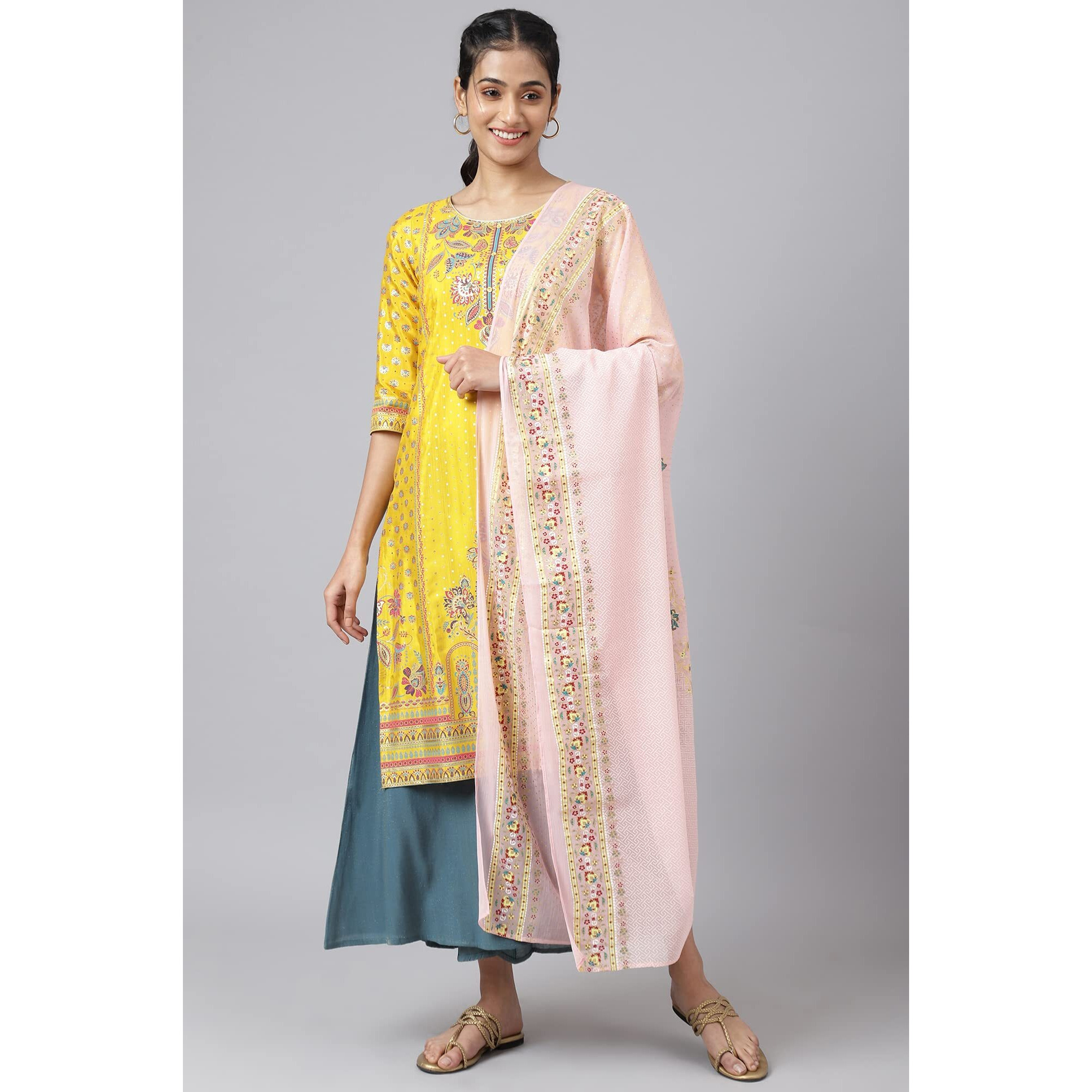 Aurelia Geometric Woven Polyester Womens Casual Dupatta (Pink, Free Size)