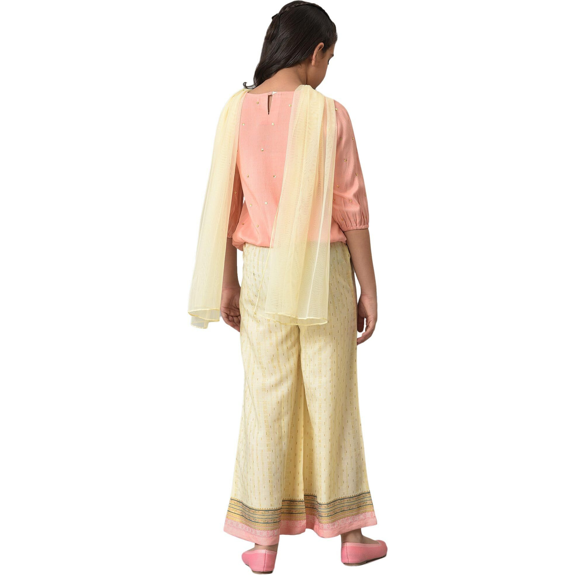 Aurelia Girl's Viscose Top-Semi Flare Palazzo-Dupatta (22Aug10260C-603466_Pink