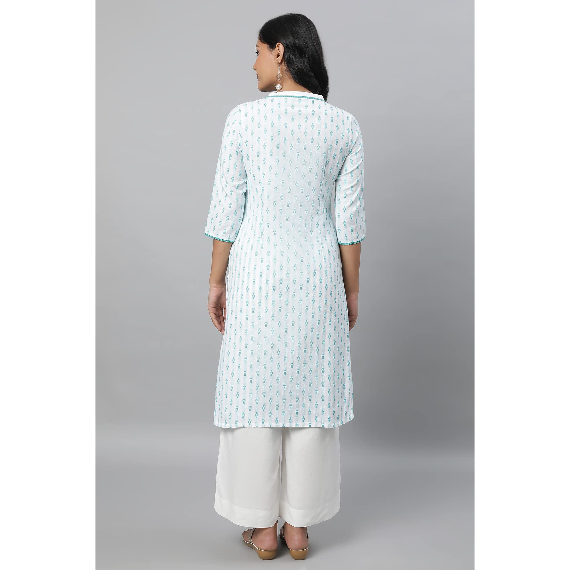 Aurelia Women's Cotton Floral Regular Kurta (23Fea13796P-703842_Blue