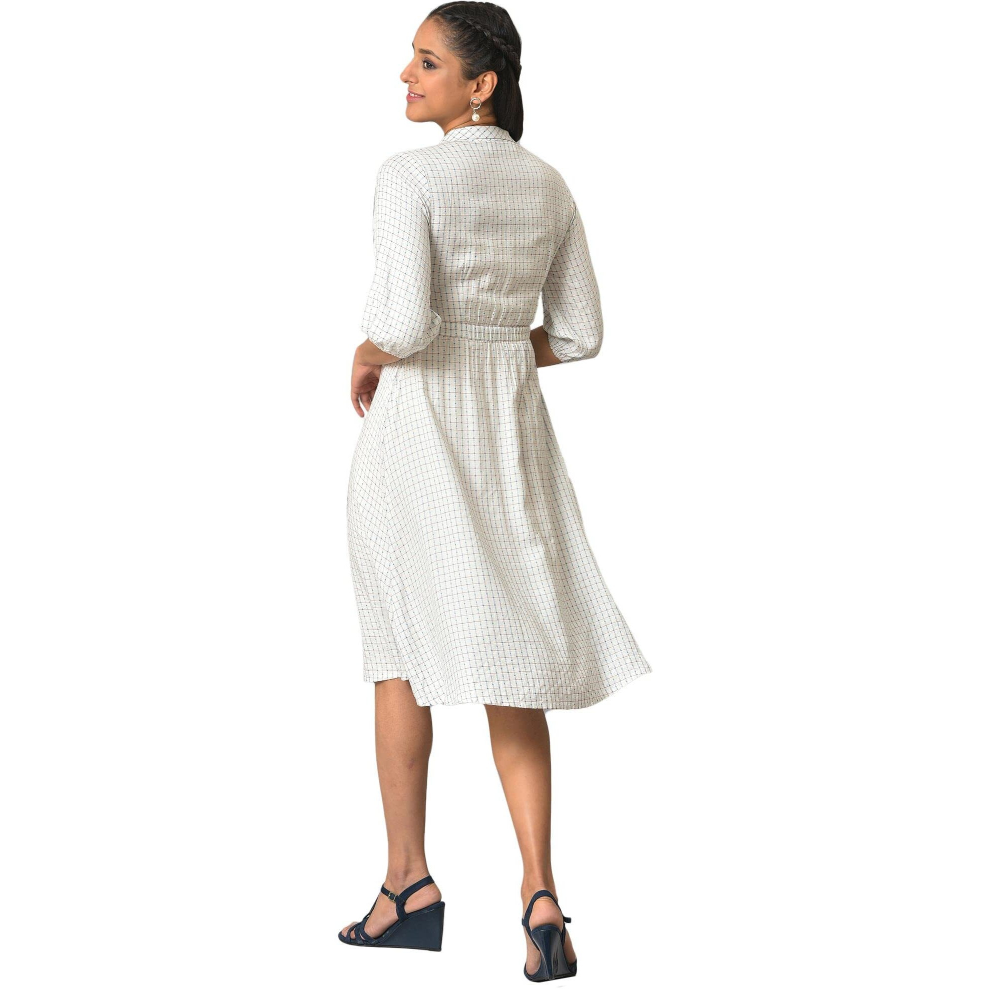 Aurelia Women's Rayon A-Line Midi Dress (23Fea13809-704111_White