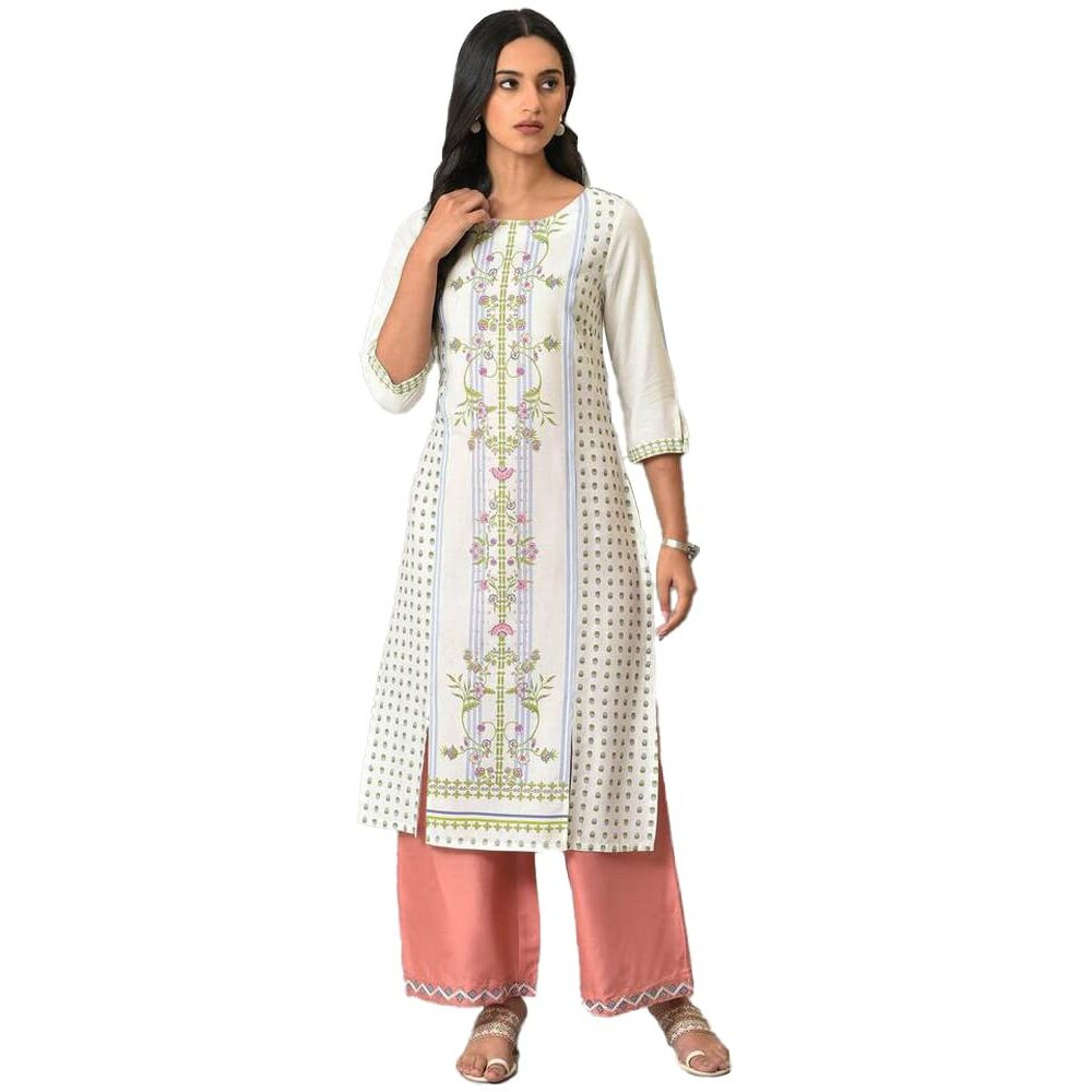 W For Woman Ecru Placement Floral Printed Summer Kurta_23Few18430-119577_2Xl