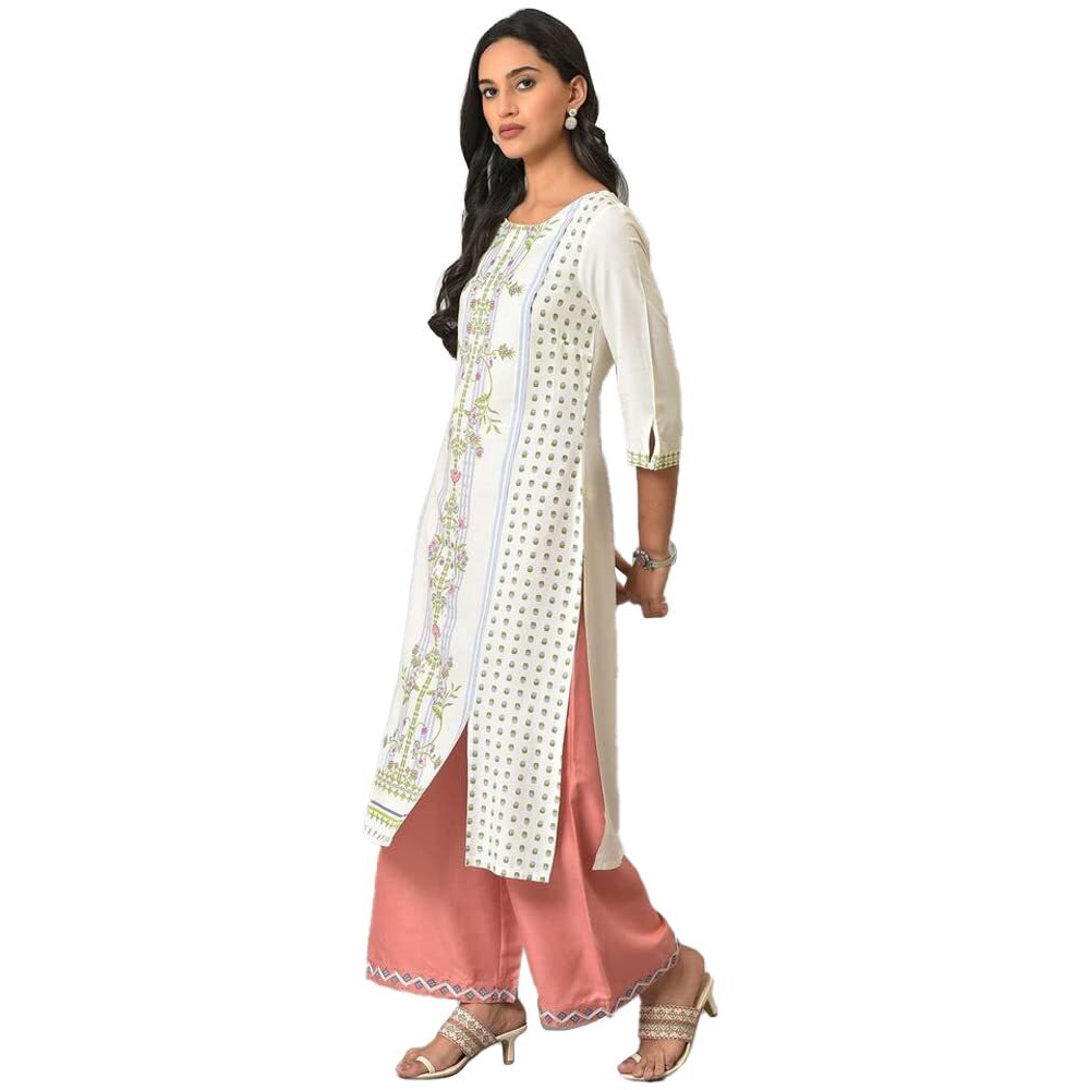 W For Woman Ecru Placement Floral Printed Summer Kurta_23Few18430-119577_2Xl