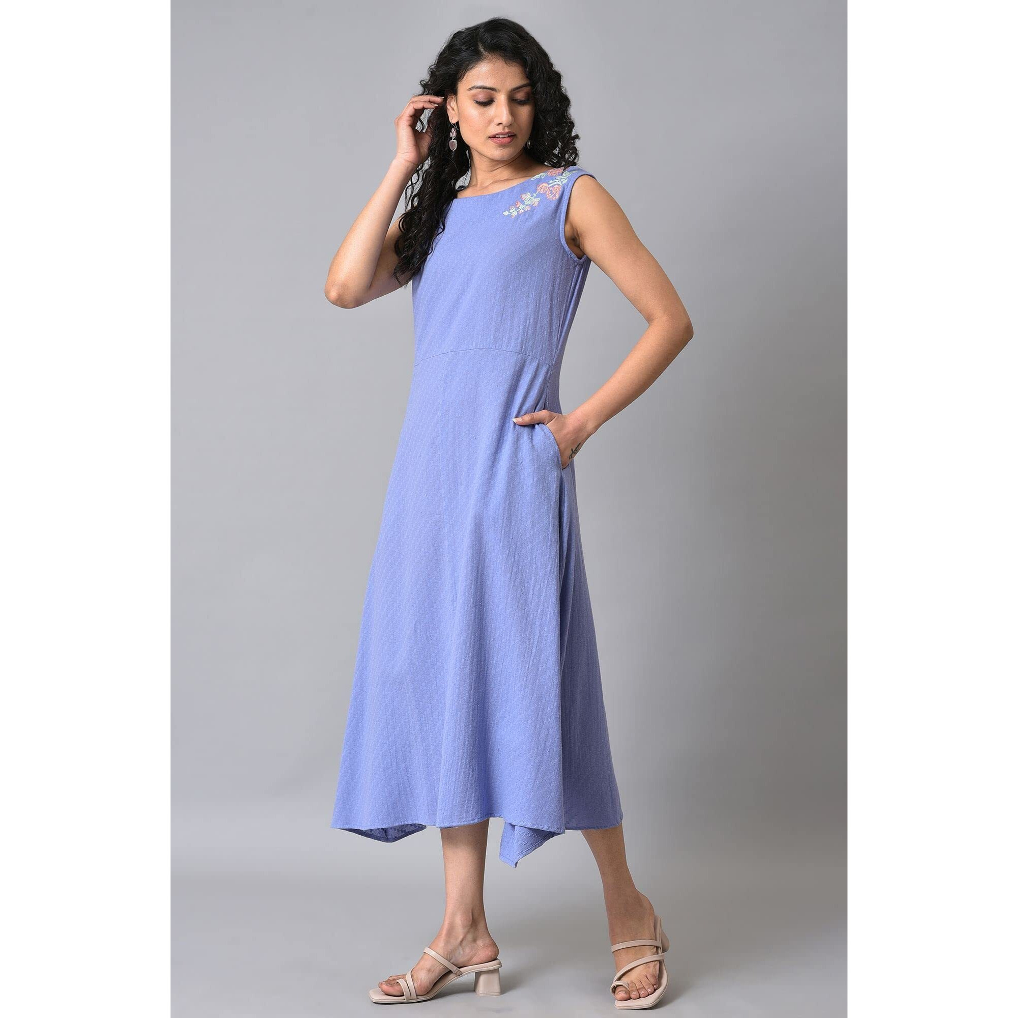 W For Woman Lilac Textured Embroidered Dress (Size Xl)-23Few19059-830261