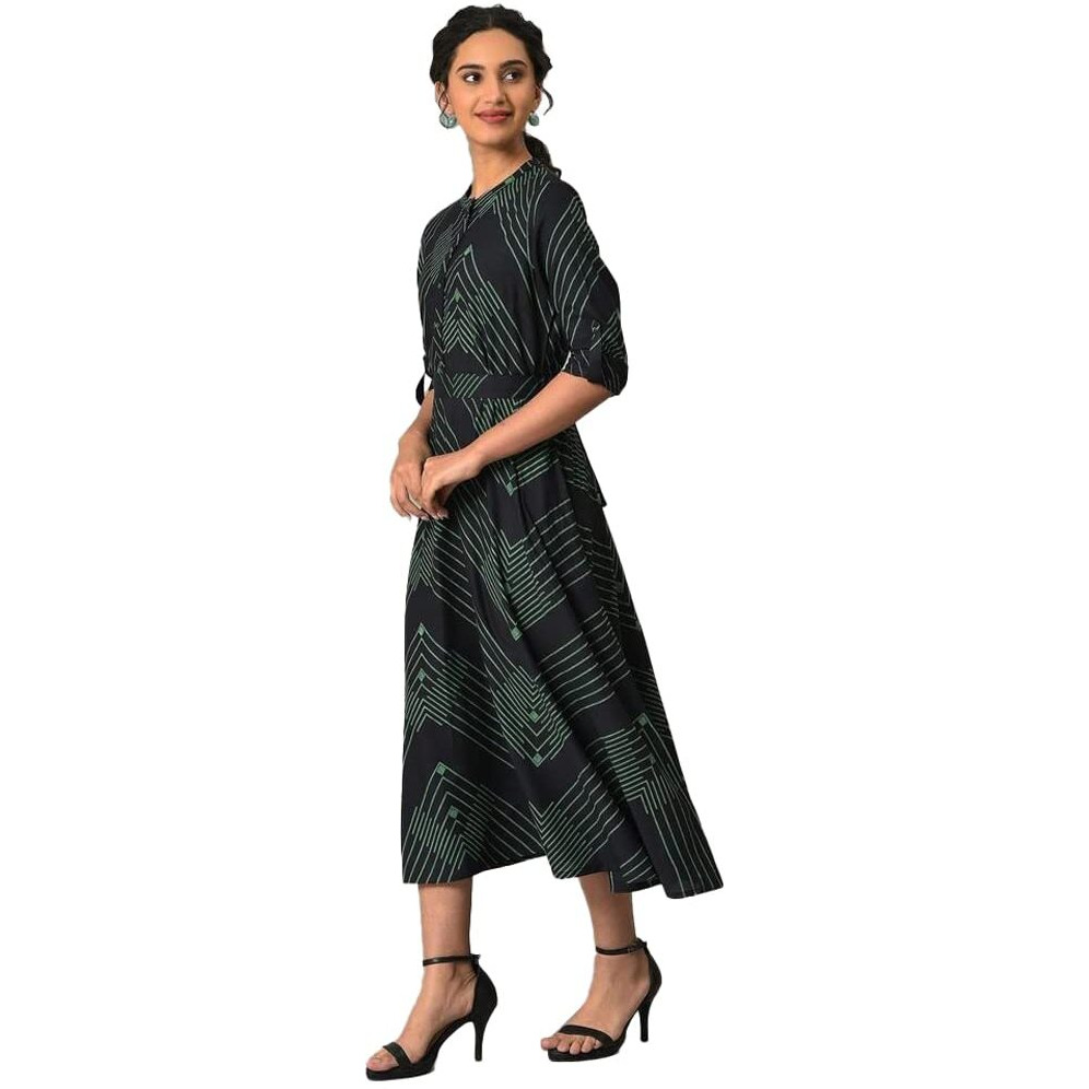 W For Woman Black Matrix Printed Circular Shirt Dress With Belt_23Few18706-120116_2Xl