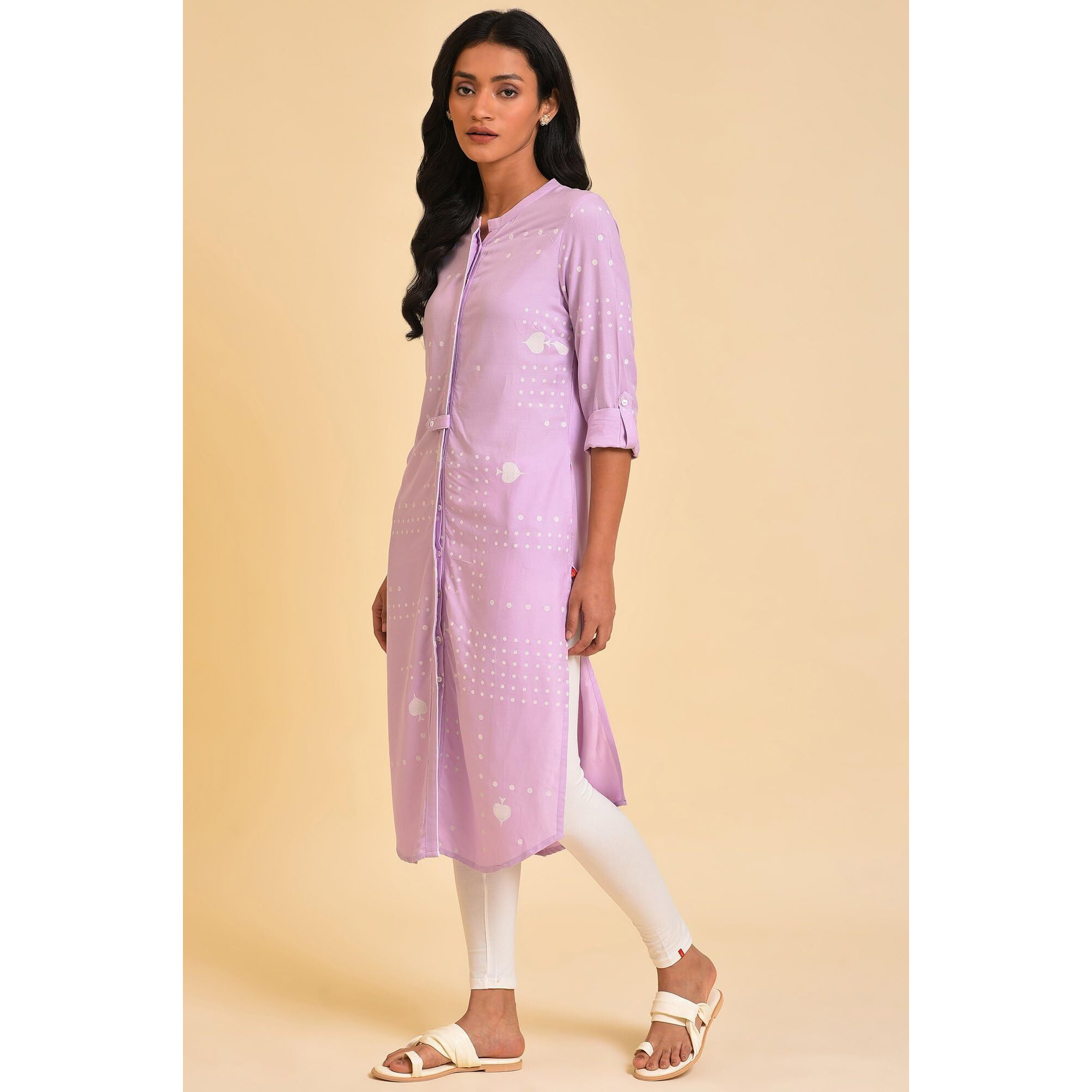 W For Woman Women's Viscose Regular Kurta (23Few18951-120110_Purple
