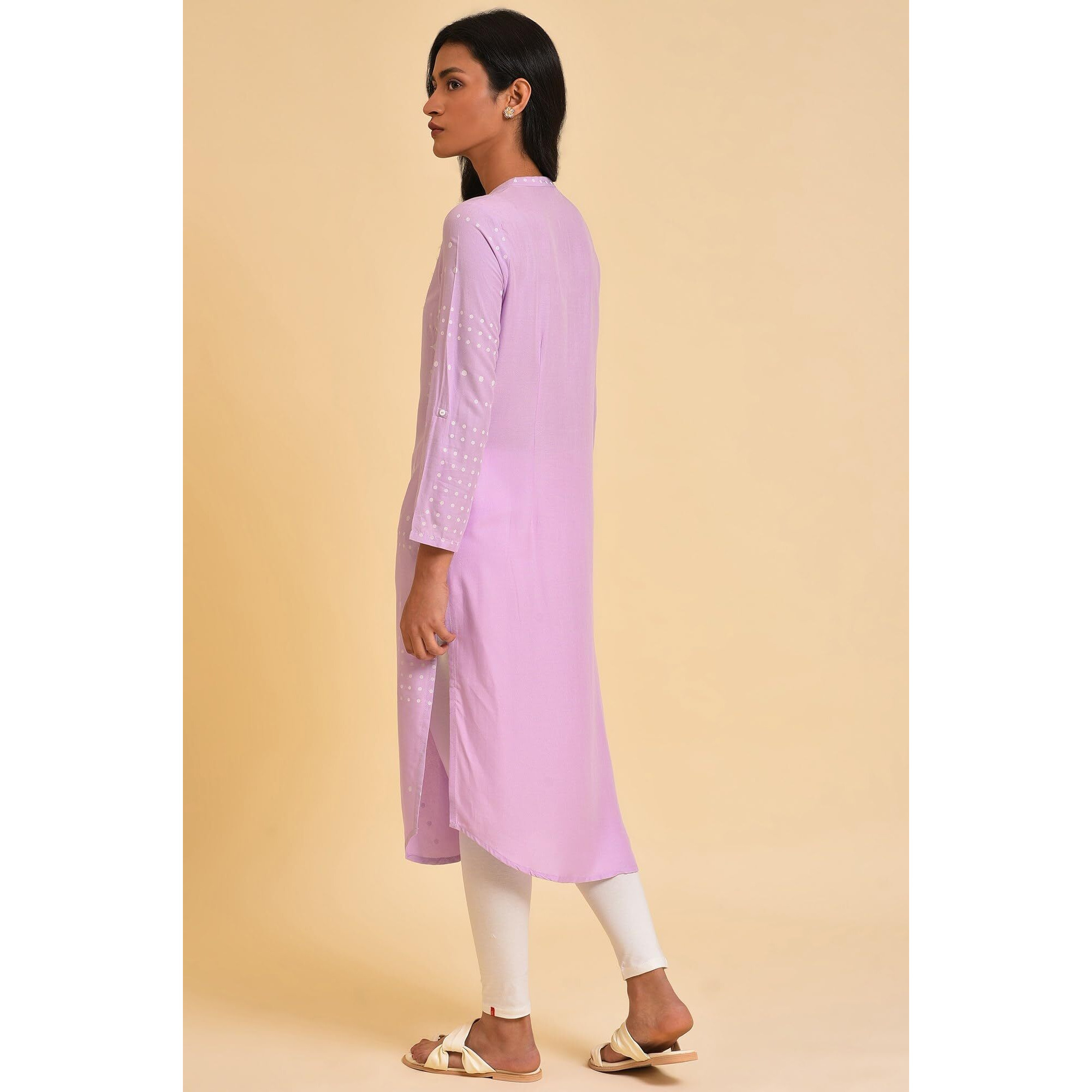 W For Woman Women's Viscose Regular Kurta (23Few18951-120110_Purple